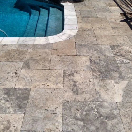 Arctic Silver 6x6 Tumbled Travertine Paver