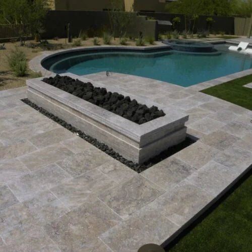 Arctic Silver 16x24 Tumbled Travertine Paver