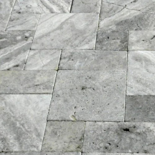 Arctic Silver 6x6 Tumbled Travertine Paver