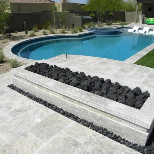 Arctic Silver 16x24 Tumbled Travertine Paver