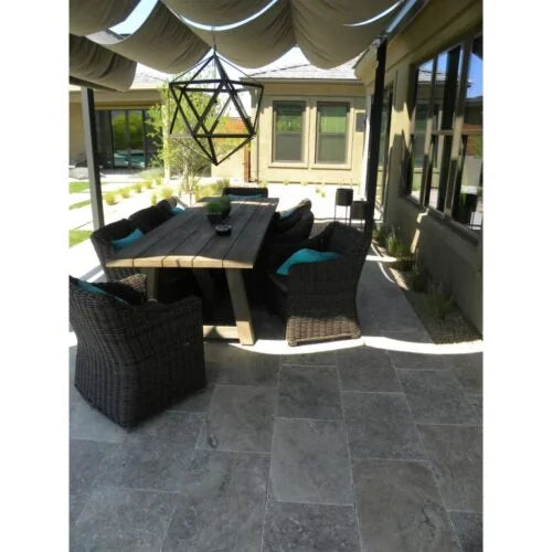 Arctic Silver 12x12 Tumbled Travertine Paver