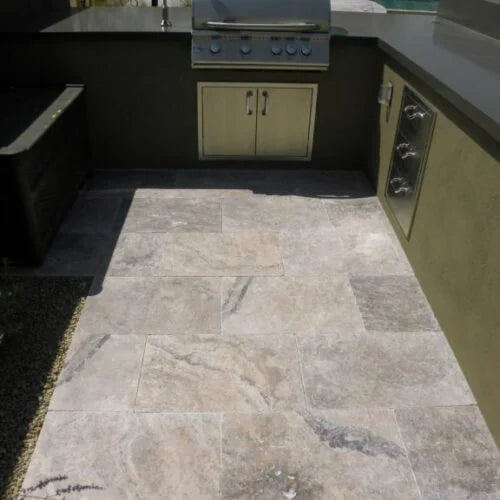 Arctic Silver 16x24 Tumbled Travertine Paver