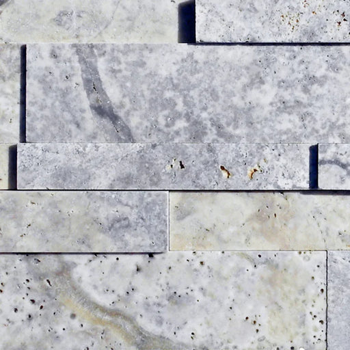 Silver 6x24 Combo Travertine Ledger Stone