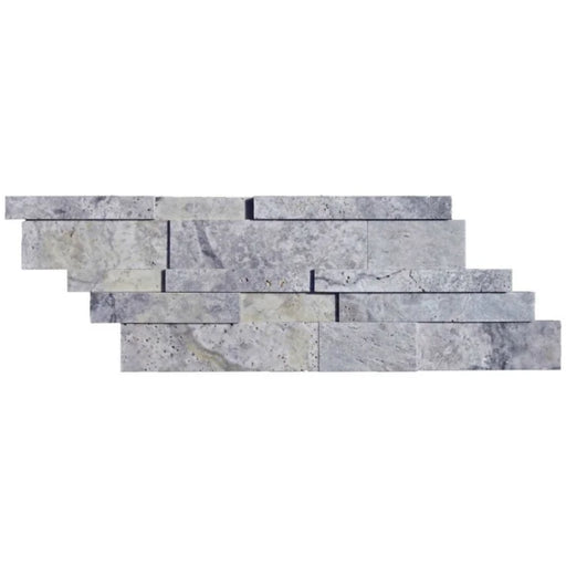 Silver 6x24 Combo Travertine Ledger Stone