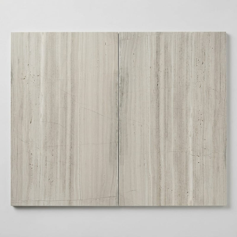 Silver Beige 16x24x3/8 Natural Stone Honed Vein Cut Travertine Tile close-up