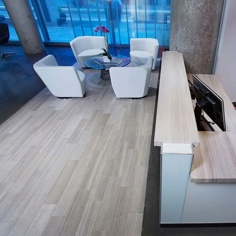 Silver Beige 16x24x3/8 Natural Stone Honed Vein Cut Travertine Tile