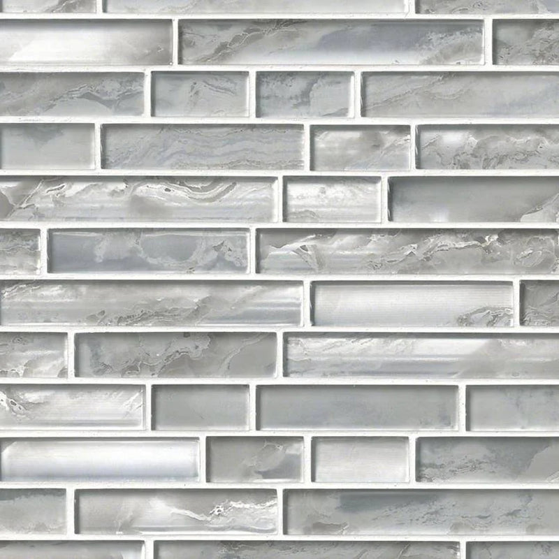 Silver Canvas Interlocking Pattern Misc. 0.31 Inch Crystallized Glass Blend Mosaic Tile