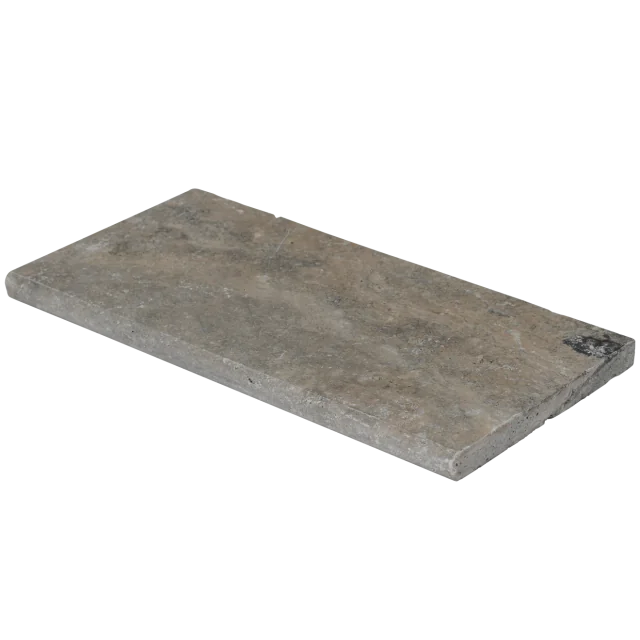 Silver Cream 12x24 3cm Bullnose Edge Tumbled Travertine Pool Coping