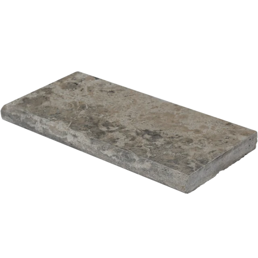 Silver Cream 12x24 Bullnosed Edge 5cm Tumbled Travertine Pool Coping
