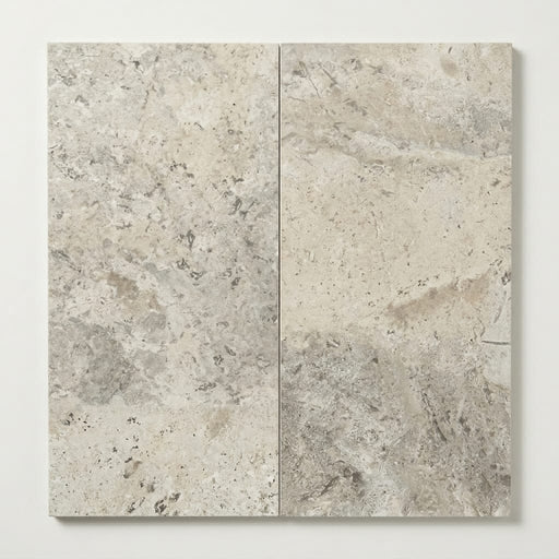 Silver Cream 12x24 Filled & Honed Limestone Tile close-up