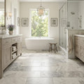 Silver Cream 12x24 Filled & Honed Limestone Tile — Primary Bath floor