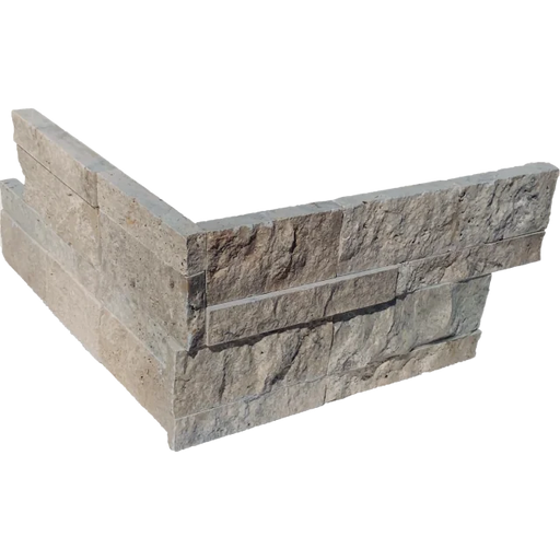 Silver Cream 24x6 Split Face Marble Ledger Corner