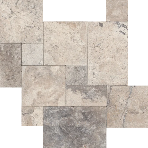 Silver Cream 3cm Set Tumbled Travertine Paver