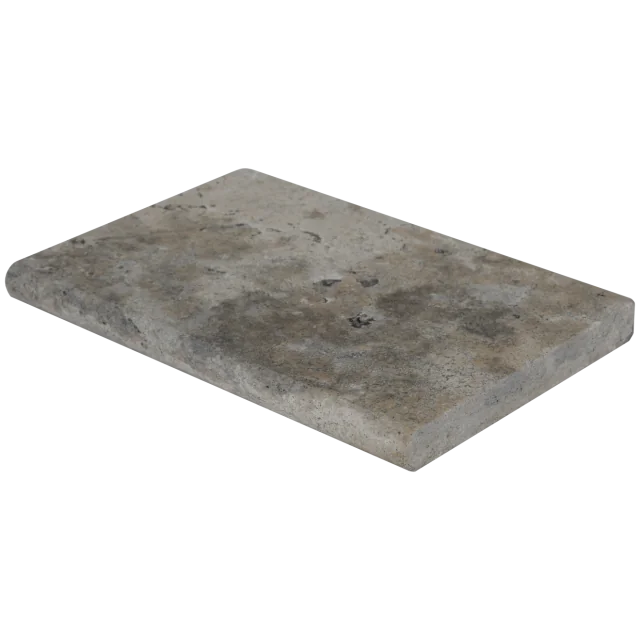 Silver Cream 16x24 Pool Coping Bullnosed Edge 5cm Tumbled Travertine Paver