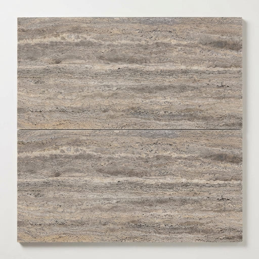 Silver (Pewter Blend) Travertine 12x24 Filled & Honed Travertine Tile close-up