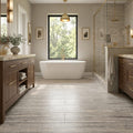 Silver (Pewter Blend) Travertine 12x24 Filled & Honed Travertine Tile — Primary Bath floor