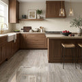 Silver (Pewter Blend) Travertine 12x24 Filled & Polished Travertine Tile — Kitchen floor