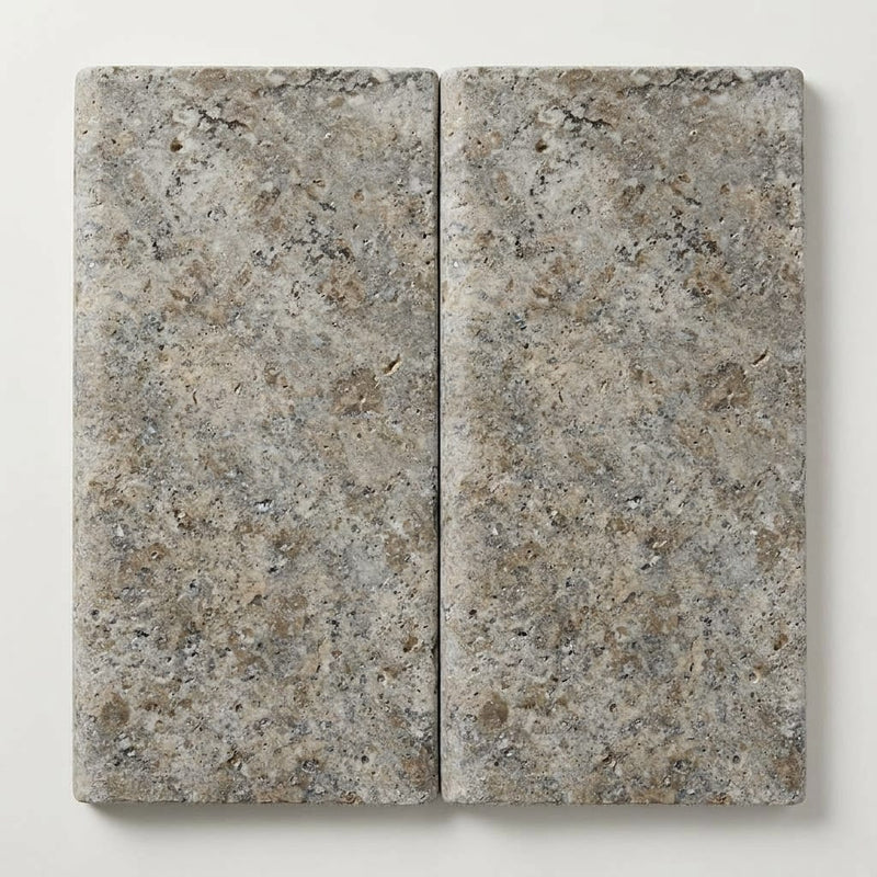 Silver (Pewter Blend) Travertine 12x24 Tumbled Travertine close-up