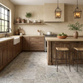 Silver (Pewter Blend) Travertine 12x24 Tumbled Travertine tile — Kitchen floor