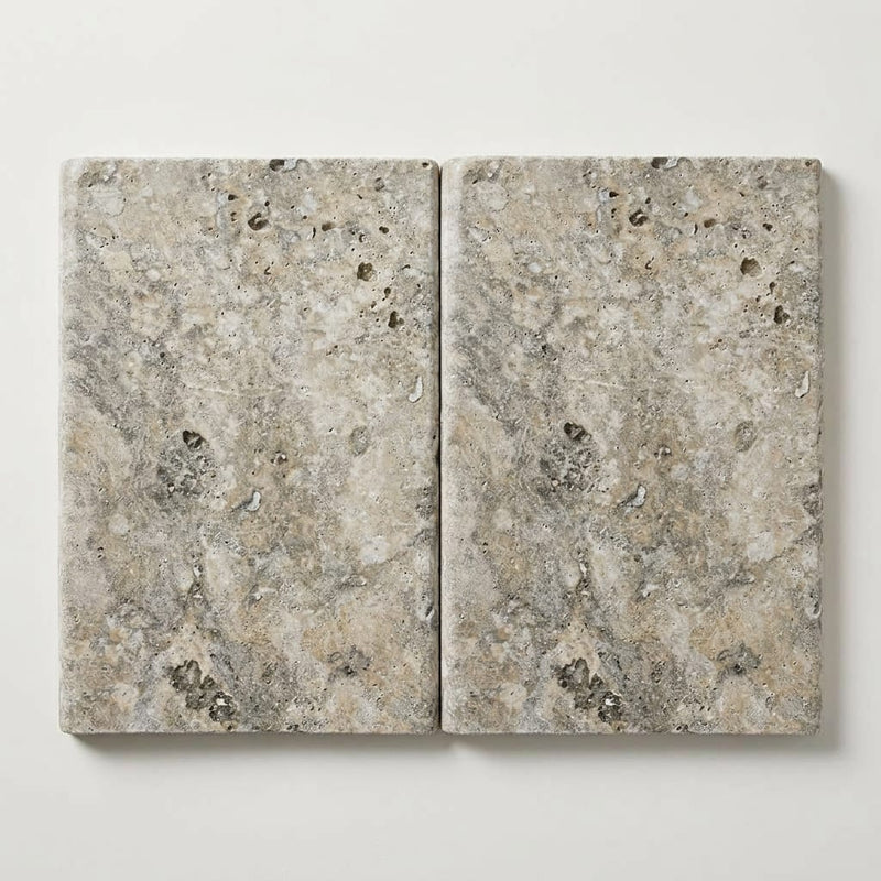 Silver (Pewter Blend) Travertine 16x24 Tumbled Travertine close-up