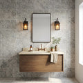 Silver (Pewter Blend) Travertine 16x24 Tumbled Travertine tile — Bathroom vanity wall