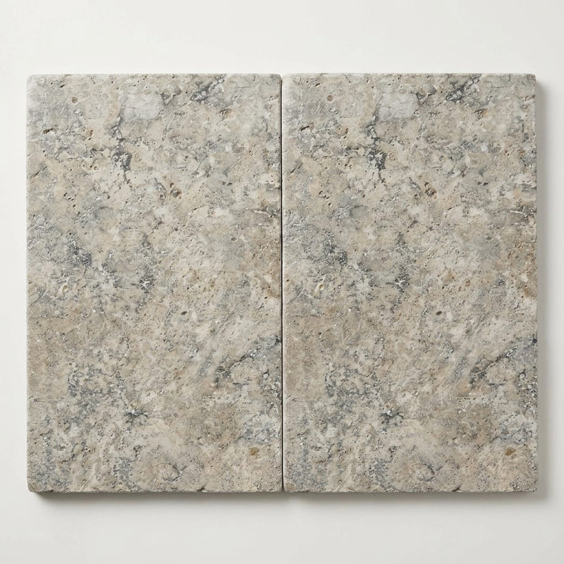 Silver (Pewter Blend) Travertine 16x24 Tumbled Travertine close-up