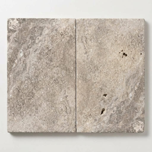Silver (Pewter Blend) Travertine 16x24 Tumbled Travertine Paver close-up