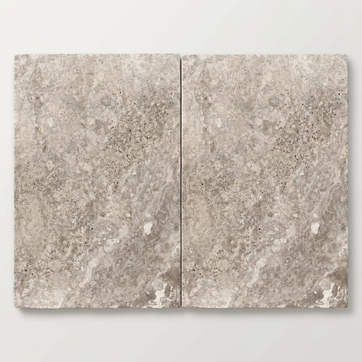 Silver (Pewter Blend) Travertine 16x24 Tumbled Travertine Tile close-up