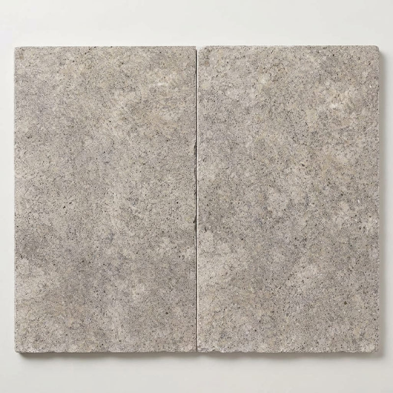 Silver (Pewter Blend) Travertine 16x24 Unfilled, Brushed & Chiseled Travertine Tile close-up