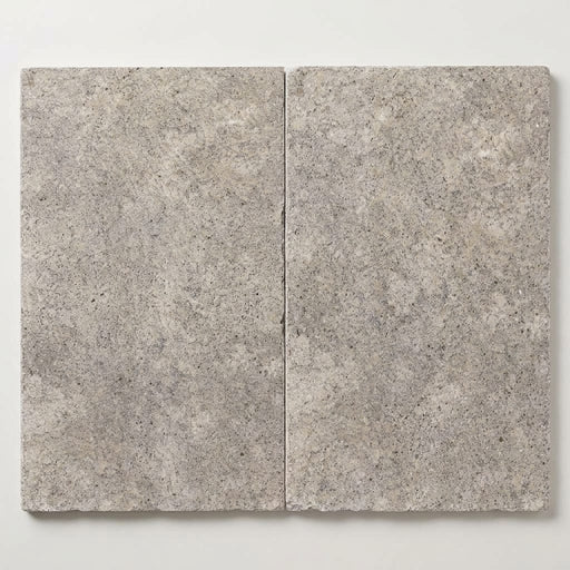 Silver (Pewter Blend) Travertine 16x24 Unfilled, Brushed & Chiseled Travertine Tile close-up