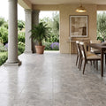 Silver (Pewter Blend) Travertine 18x18 Filled & Honed Travertine Tile — Covered Patio floor