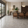 Silver (Pewter Blend) Travertine 18x18 Filled & Honed Travertine Tile — Living Room floor