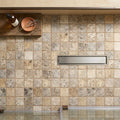Silver (Pewter Blend) Travertine 2x2 Tumbled Travertine Mosaic — Bathroom shower floor