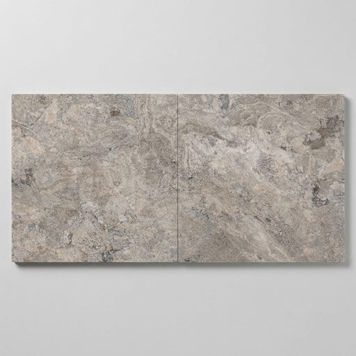 Silver (Pewter Blend) Travertine 24x24 Filled & Honed Travertine Tile close-up