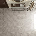 Silver (Pewter Blend) Travertine 24x24 Filled & Honed Travertine Tile — Foyer floor