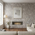 Silver (Pewter Blend) Travertine 24x24 Filled & Honed Travertine Tile — Living Room feature wall