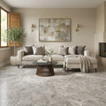 Silver (Pewter Blend) Travertine 24x24 Filled & Honed Travertine Tile — Living Room floor