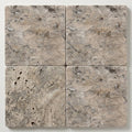Silver (Pewter Blend) Travertine 24x24 Tumbled Travertine Paver close-up