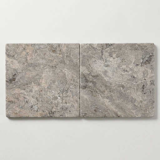 Silver (Pewter Blend) Travertine 24x24 Tumbled Travertine Tile close-up