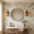 Silver (Pewter Blend) Travertine 3x6 Tumbled Travertine Tile — Bathroom wall