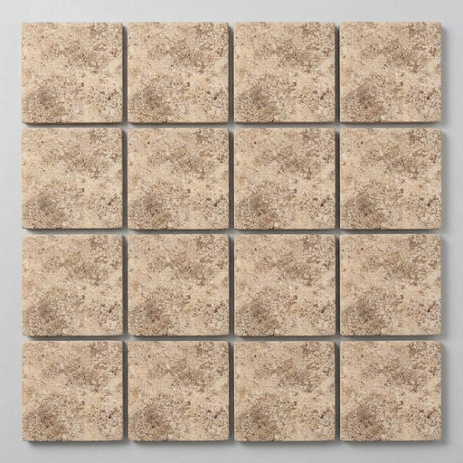 Silver (Pewter Blend) Travertine 4x4 Tumbled Travertine Tile close-up
