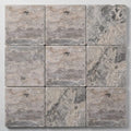 Silver (Pewter Blend) Travertine 8x8 Unfilled, Brushed & Chiseled Travertine Tile close-up