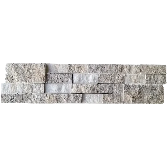 Silver/Secil 5-7/8x24 Mesh Split 3D Stack Quartzite Ledger Stone