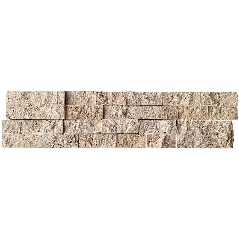 Silver/Secil 5-7/8x24 Mesh Split 3D Stack Quartzite Ledger Stone