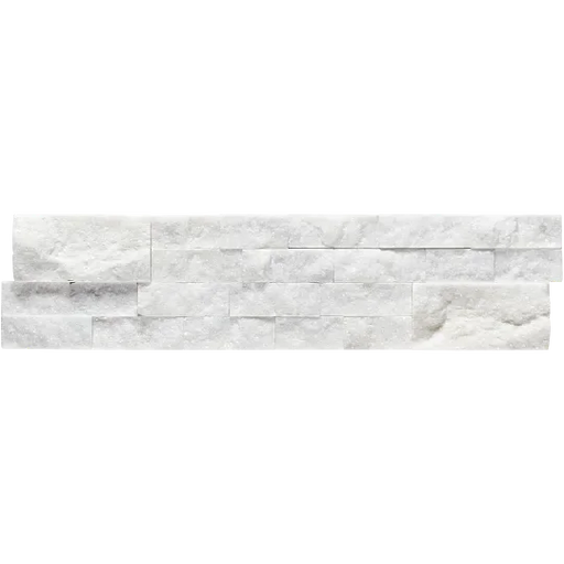 Secil White 5-7/8x24 Mesh Split 3D Stack Quartzite Ledger Stone