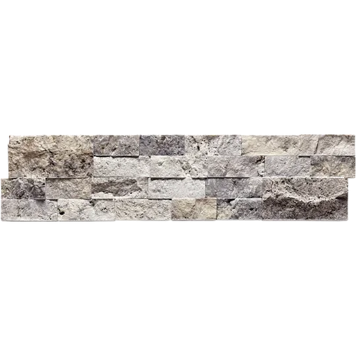 Silver 5-7/8x24 Mesh Split 3D Stack Quartzite Ledger Stone