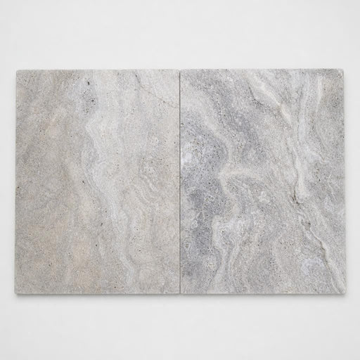 Silver Travertine 16x24 Tumbled 3CM Paver close-up