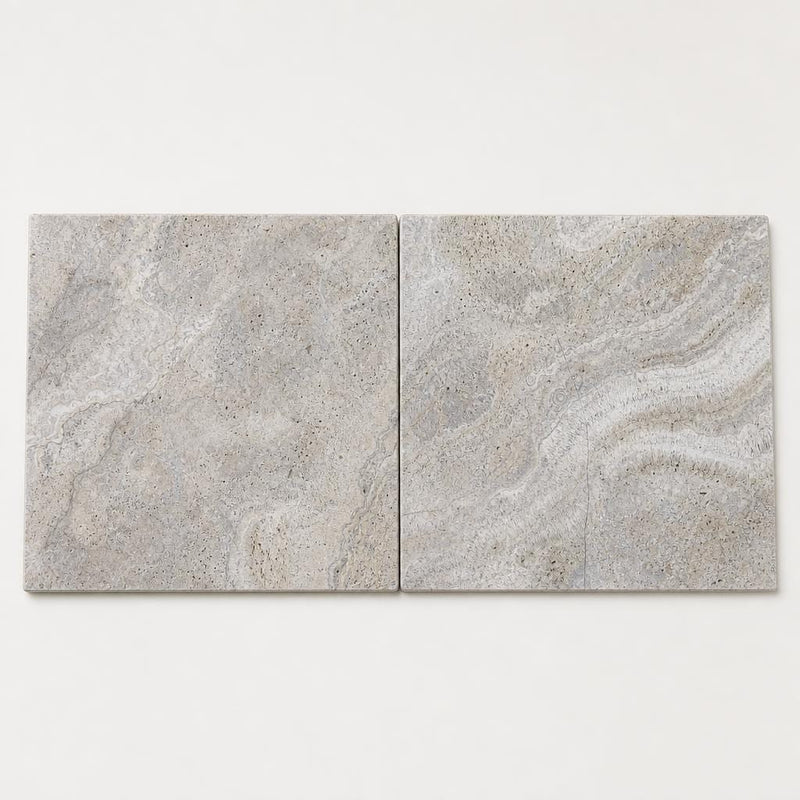 Silver Travertine 24x24 Tumbled 3CM Paver close-up