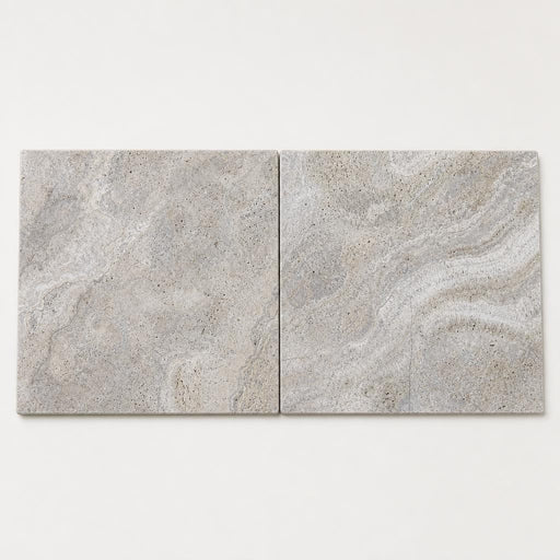 Silver Travertine 24x24 Tumbled 3CM Paver close-up