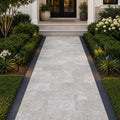 Silver Travertine 8x16 Tumbled 3CM Paver — Front Yard walkway